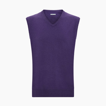 Purple Cashmere V-Neck Vest Image 3