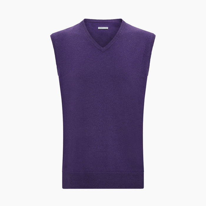Purple Cashmere V-Neck Vest Image 3