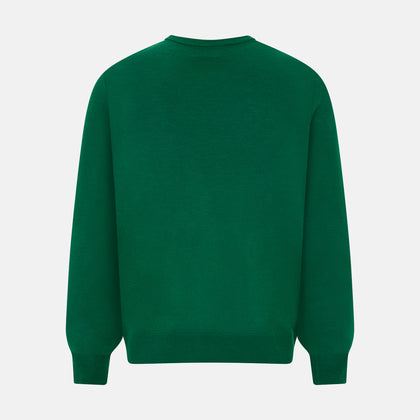 Hunter Green Fine Merino V-Neck Jumper Image 2
