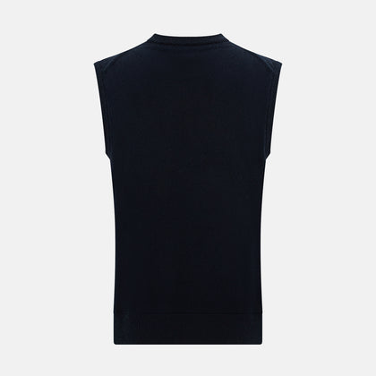 Navy Cashmere Round Neck Vest Image 2