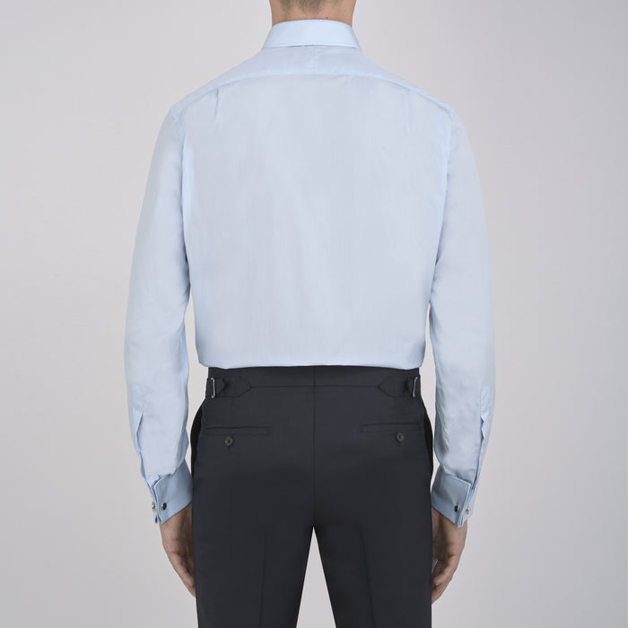 Light Blue Sea Island Quality Cotton Shirt with T&A Collar and Double Cuffs Image 5