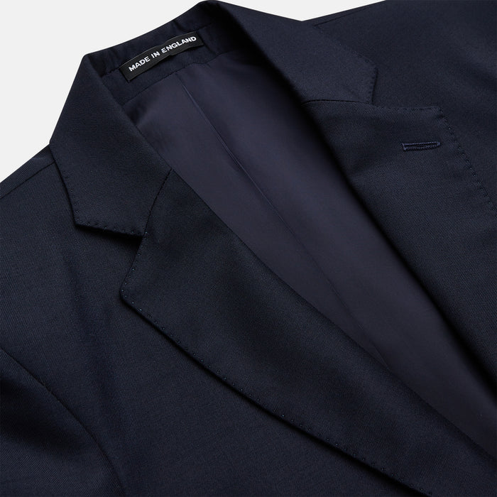 Navy Plain Wool Single Breasted Blazer Image 1