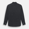 View 3 of product The Turnbull & Asser Midnight Blue Westminster Shirt features long sleeves, a button-up front, classic collar, and buttoned cuffs in a plain design—showcasing British craftsmanship—laid flat on a white background.