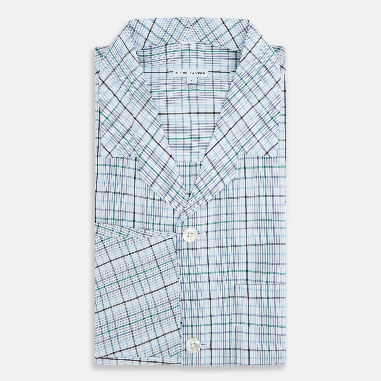 Blue and Green Multi Check Pyjama Shirt