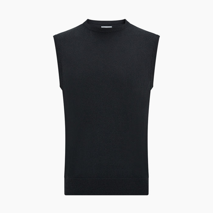 Dark Green Cashmere Round Neck Vest Image 3