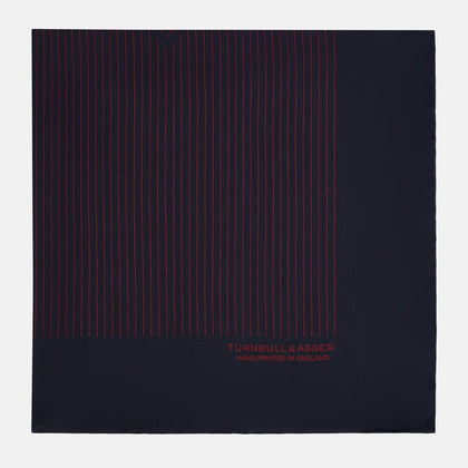 Navy and Burgundy Stripe Silk Pocket Square Image 2