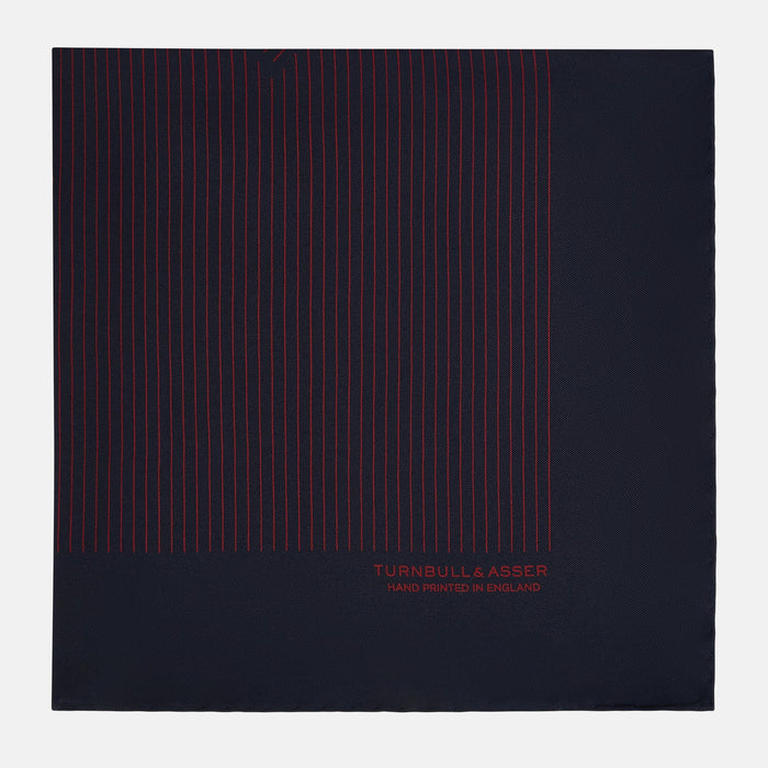 Navy and Burgundy Stripe Silk Pocket Square Image 2