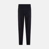 View 3 of product A pair of Midnight Blue Wool Henry Trousers by Turnbull & Asser, with a button closure and straight legs, shown against a plain white background.