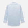 View 3 of product The Sky Blue Hairline Multi Stripe Mayfair Shirt by Turnbull & Asser, made from Italian cotton with a classic collar, white buttons, and buttoned cuffs, is displayed on a plain white background—an essential for any gentleman.