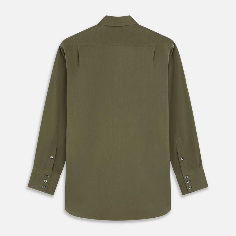 Green Silk Regular Fit Flaxton Shirt