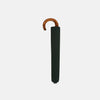 View 2 of product The Turnbull & Asser Forest Green Telescopic Umbrella features a silver shaft and a brown maple crook handle, shown fully open against a plain white background.