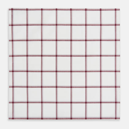 Burgundy Grid Check Hand-Rolled Handkerchief Image 2