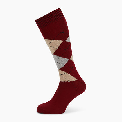 Burgundy Wool Check Mid-Length Socks Image 4
