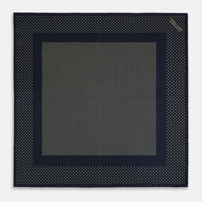 Navy and Gold Silk Pocket Square Image 3