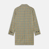 View 4 of product The Turnbull & Asser Green and Blue Multi Check Wool Elliot Coat is a men’s knee-length, long-sleeved overcoat with a collar and button-up front, crafted from Scottish wool in a check plaid pattern, shown on a white background.