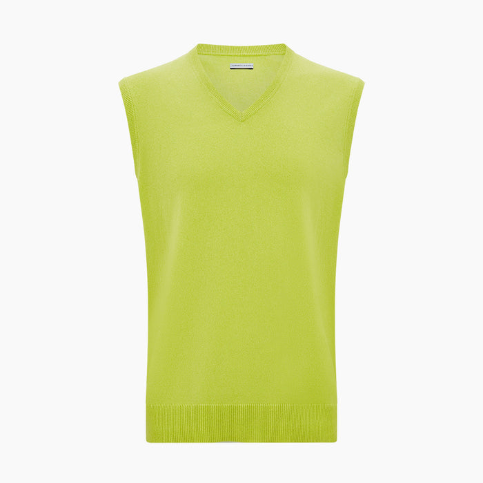 Lemon Green Cashmere V-Neck Vest Image 3