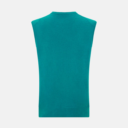 Turquoise Cashmere V-Neck Vest Image 2
