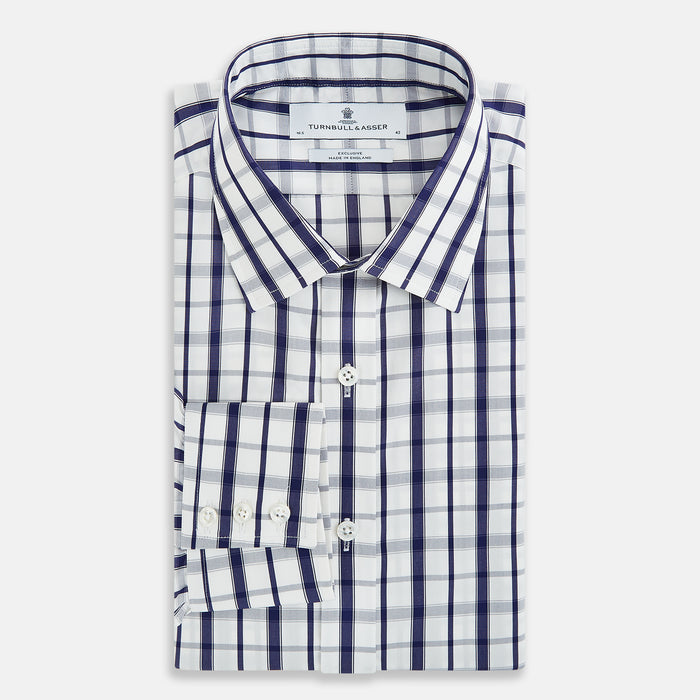Navy Plaid Check Mayfair Shirt Image 4