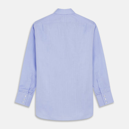 Blue Herringbone Regular Fit Shirt With Kent Collar Image 4