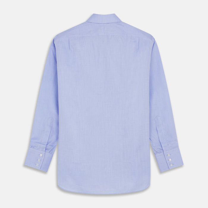 Blue Herringbone Regular Fit Shirt With Kent Collar Image 4