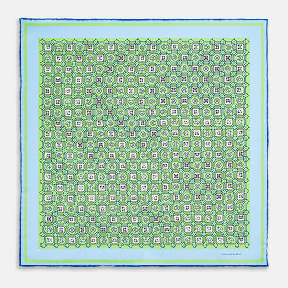 Fern Green Floral Tile Silk Pocket Square Image 8