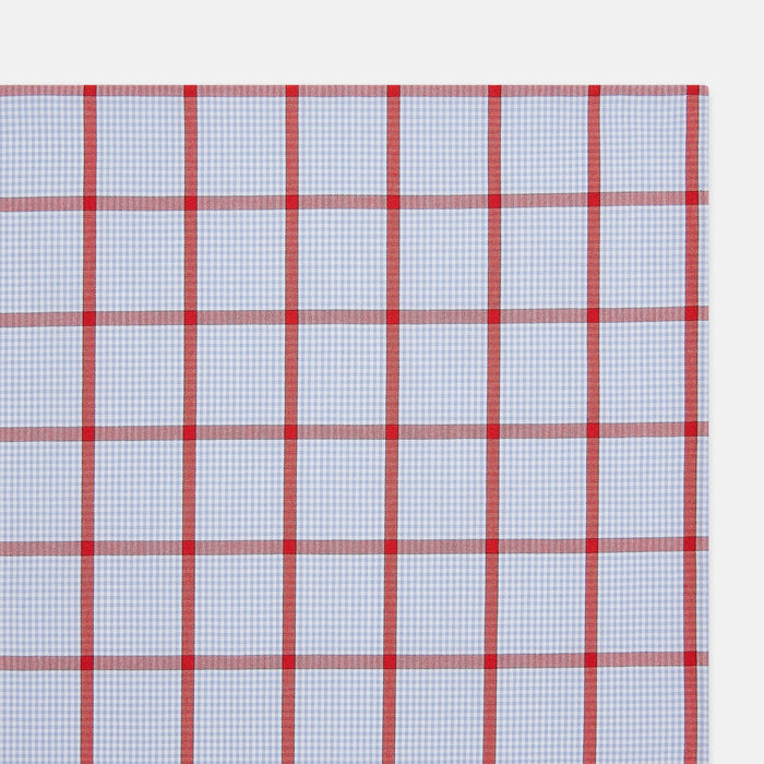 Hand Rolled Red Windowpane Check  Handkerchief Image 1
