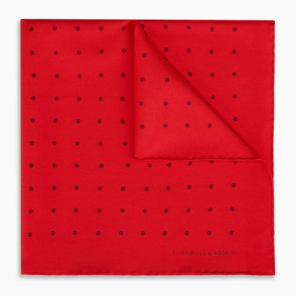 Red and Burgundy Spot Silk Pocket Square Image 4