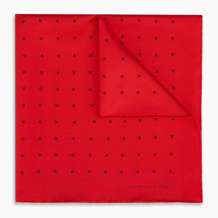 Red and Burgundy Spot Silk Pocket Square Image 4
