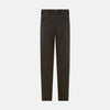 View 3 of product A pair of moss green Henry B trousers by Turnbull & Asser, crafted from Italian cotton with a straight-leg cut, belt loops, and a flat front, displayed against a plain white background.
