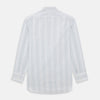 View 3 of product The Turnbull & Asser Pale Blue Multi Stripe Mayfair Shirt, featuring long sleeves, a classic collar, and buttoned cuffs, exemplifies British craftsmanship and is shown flat on a white background for a crisp look.