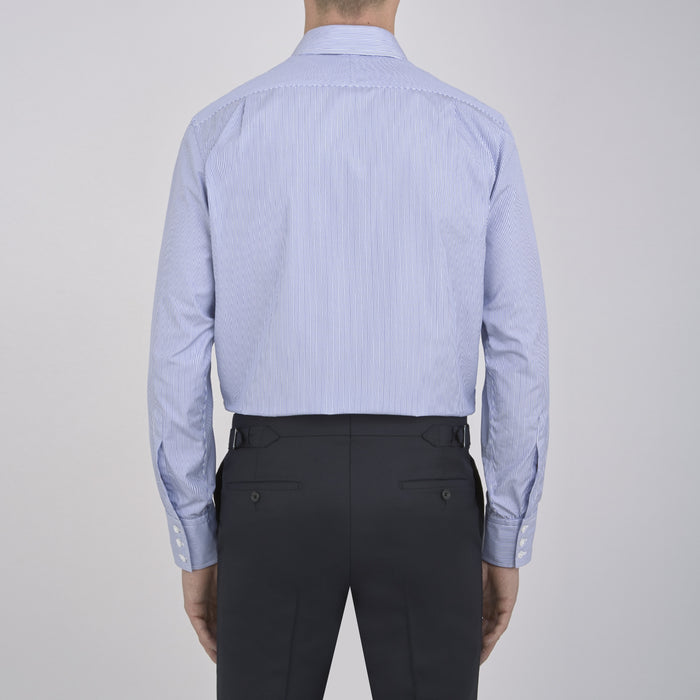 Blue Fine Bengal Stripe Shirt with T&A Collar and 3-Button Cuffs Image 5