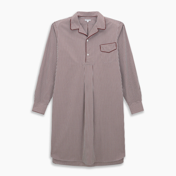Burgundy Micro Check Winston Long Nightshirt Image 5