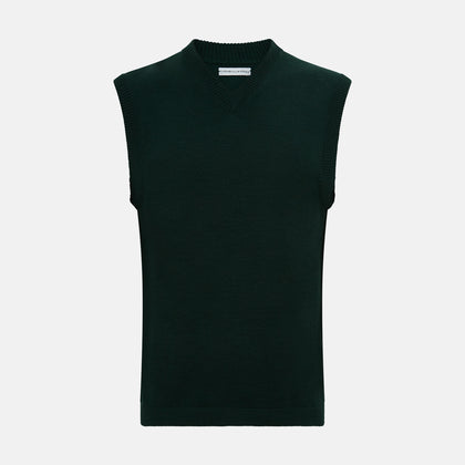 Forest Green Fine Merino V-Neck Vest