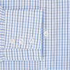 View 4 of product The Turnbull & Asser Blue and Navy Tattersall Check Mayfair Shirt features long sleeves, a button-up front, and a T&A collar in the classic Mayfair fit, shown flat against a white background.