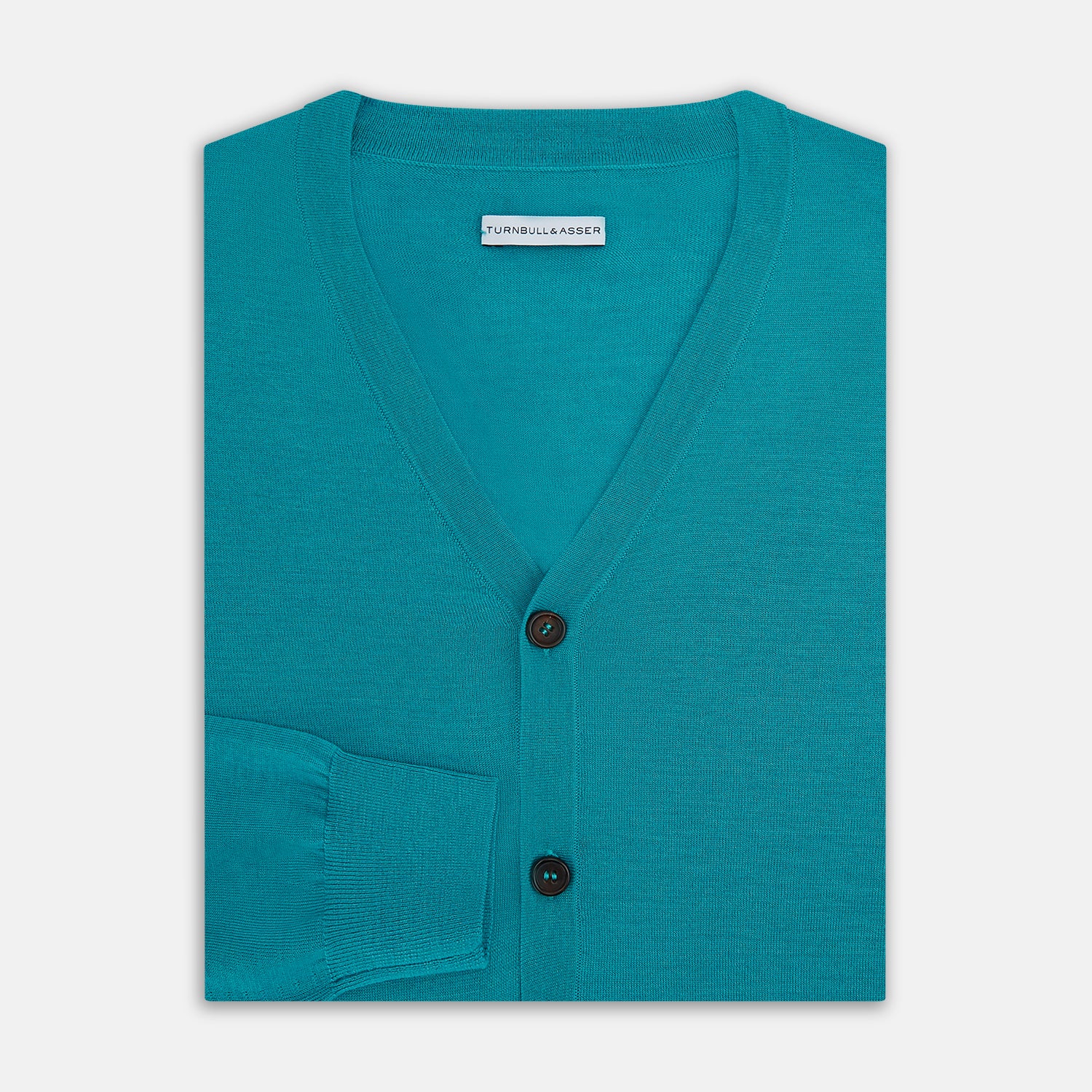 Turquoise Fine Merino V-Neck Cardigan