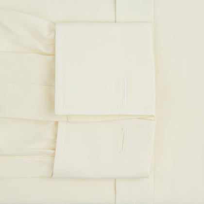Cream Cotton Shirt with T&A Collar and Double Cuffs Image 2