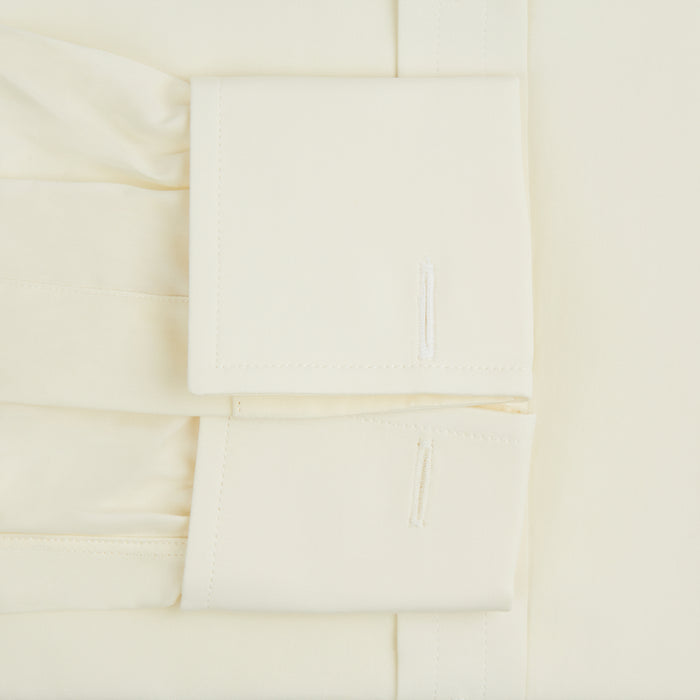Cream Cotton Shirt with T&A Collar and Double Cuffs Image 2