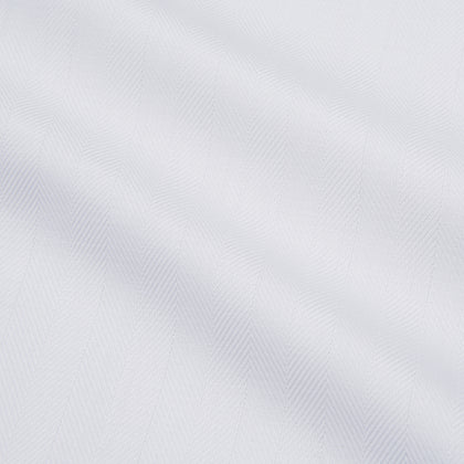 White Herringbone Tailored Fit Shirt With Kent Collar Image 3