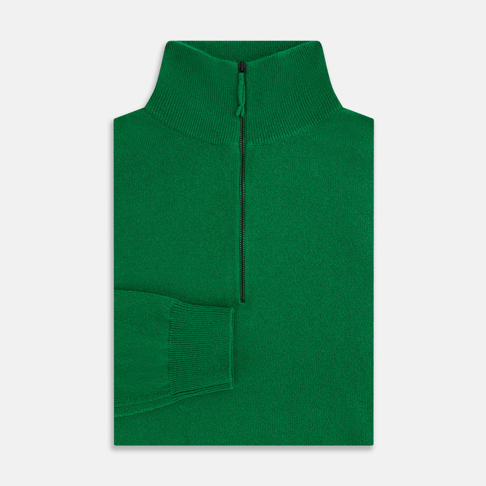 Grass Green Half-Zip Cashmere Jumper