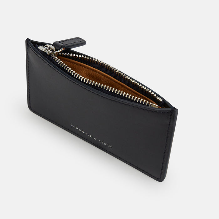 Navy Leather Zip Wallet Image 1