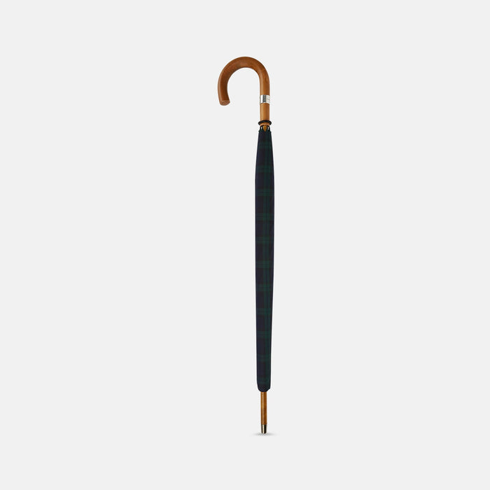 Black Watch Tartan Traveller Umbrella with Malacca Crook Handle Image 1