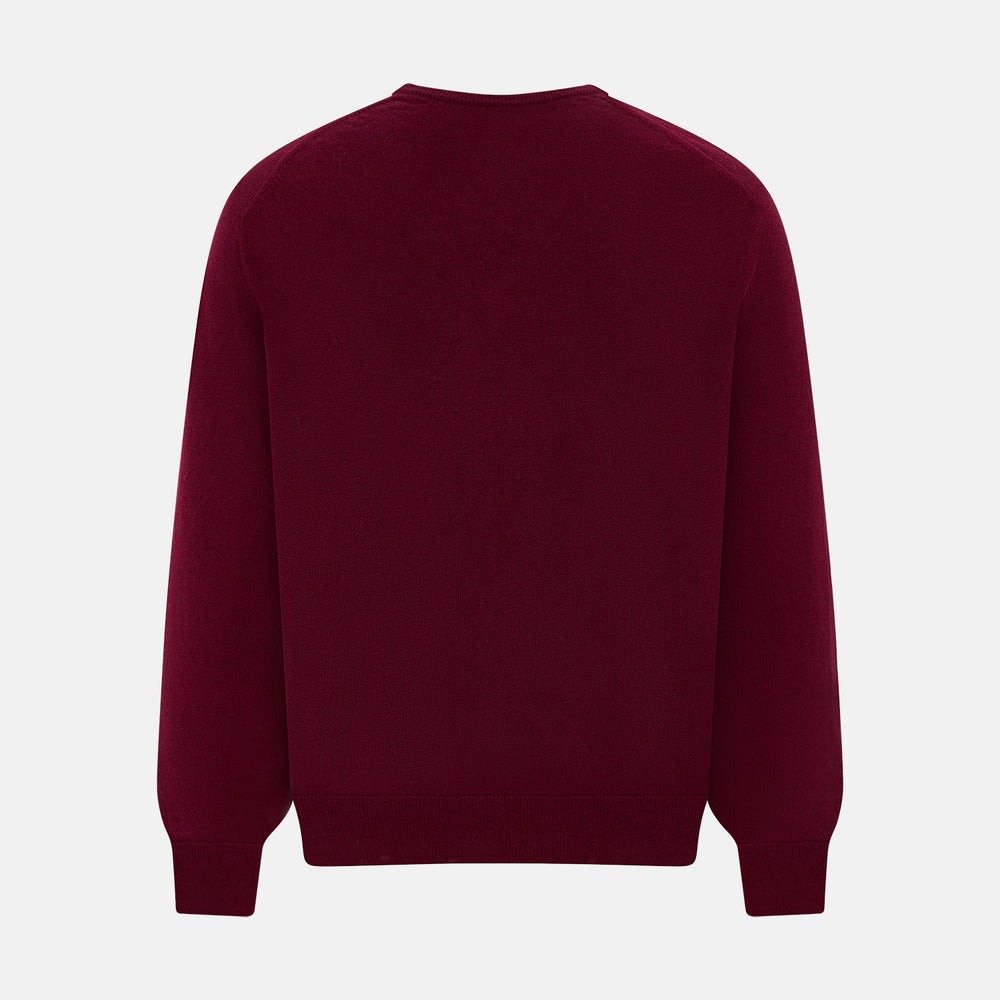 The Turnbull & Asser Burgundy Cashmere V-neck Jumper is shown on a white background.