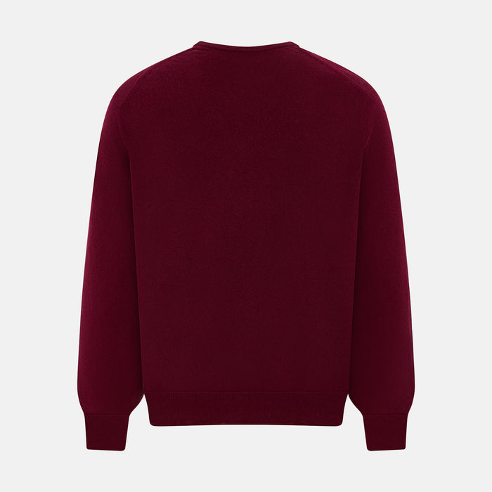 Burgundy Cashmere V-neck Jumper Image 2