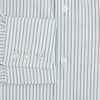 View 4 of product The Turnbull & Asser Green and Burgundy Pinstripe Mayfair Shirt, a long-sleeved, button-down with a classic collar, is ideal for formal wear and shown flat on a white background.