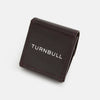 View 4 of product The Burgundy Leather Cufflinks by Turnbull & Asser feature square Italian leather with visible edge stitching and braided loops, presented on a white background—an elegant addition to men's accessories.
