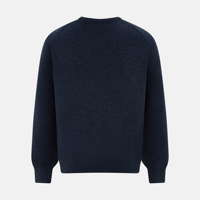 Navy Melange Cashmere V-Neck Jumper Image 2