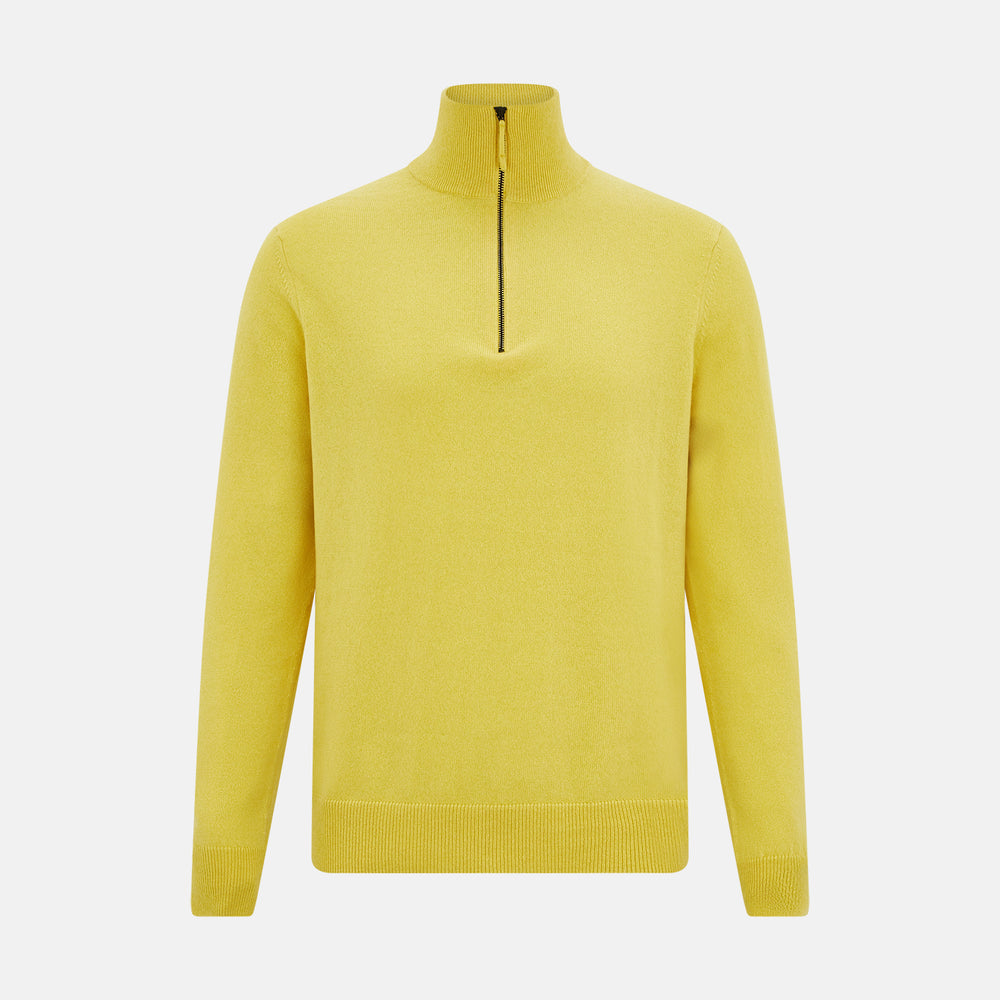 Canary Yellow Half-Zip Cashmere Jumper – Turnbull Asser
