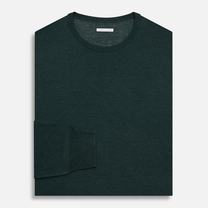 Forest Green Fine Merino Round Neck Jumper Image 3