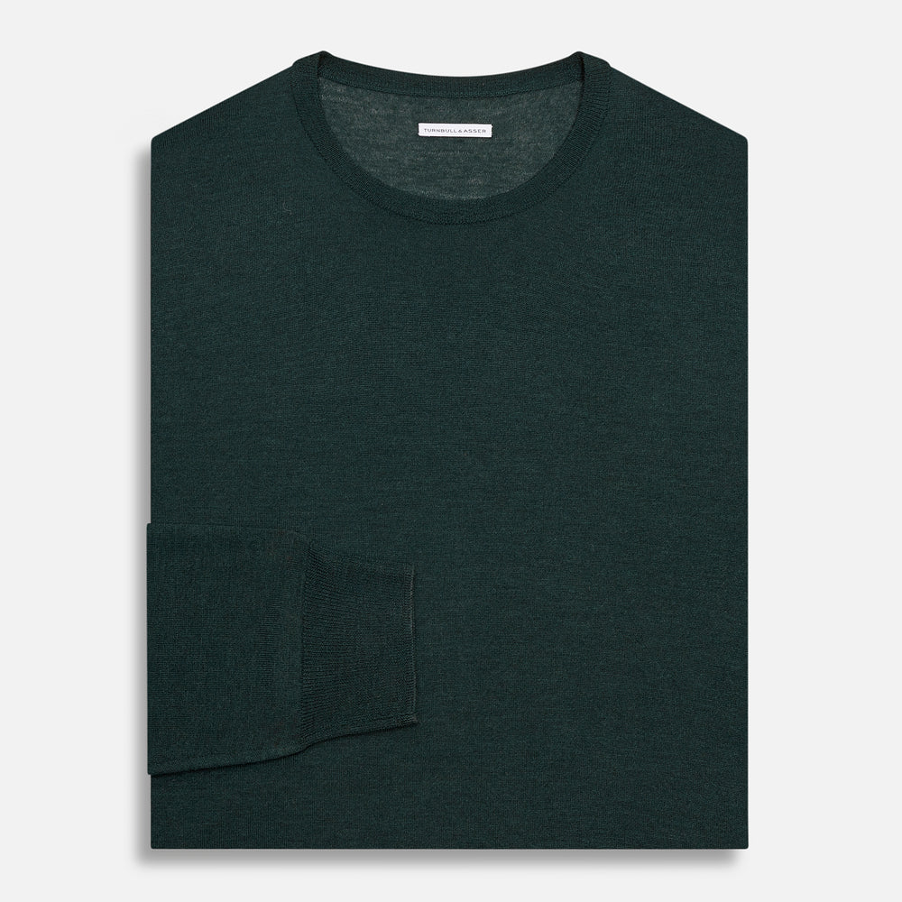 Forest Green Fine Merino Round Neck Jumper