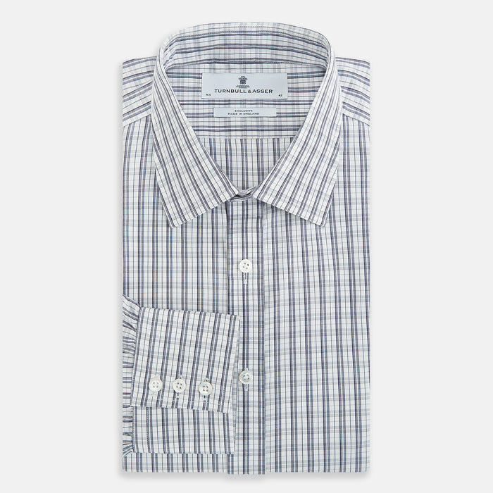 Navy Multi Check Mayfair Shirt Image 4